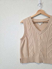 Neutral Cable Knit Sweater Vest (M)
