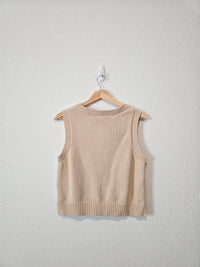 Neutral Cable Knit Sweater Vest (M)