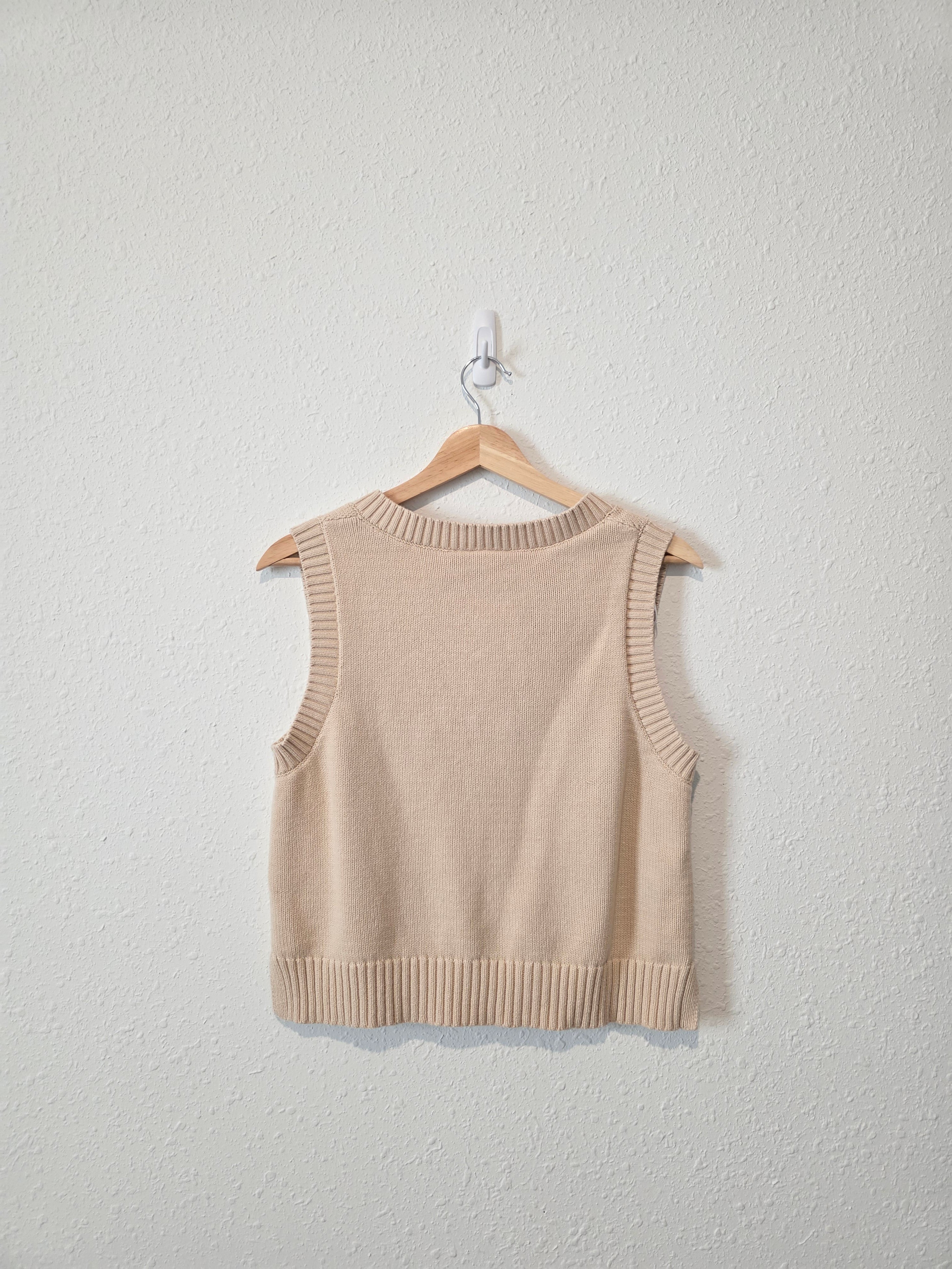 Neutral Cable Knit Sweater Vest (M)