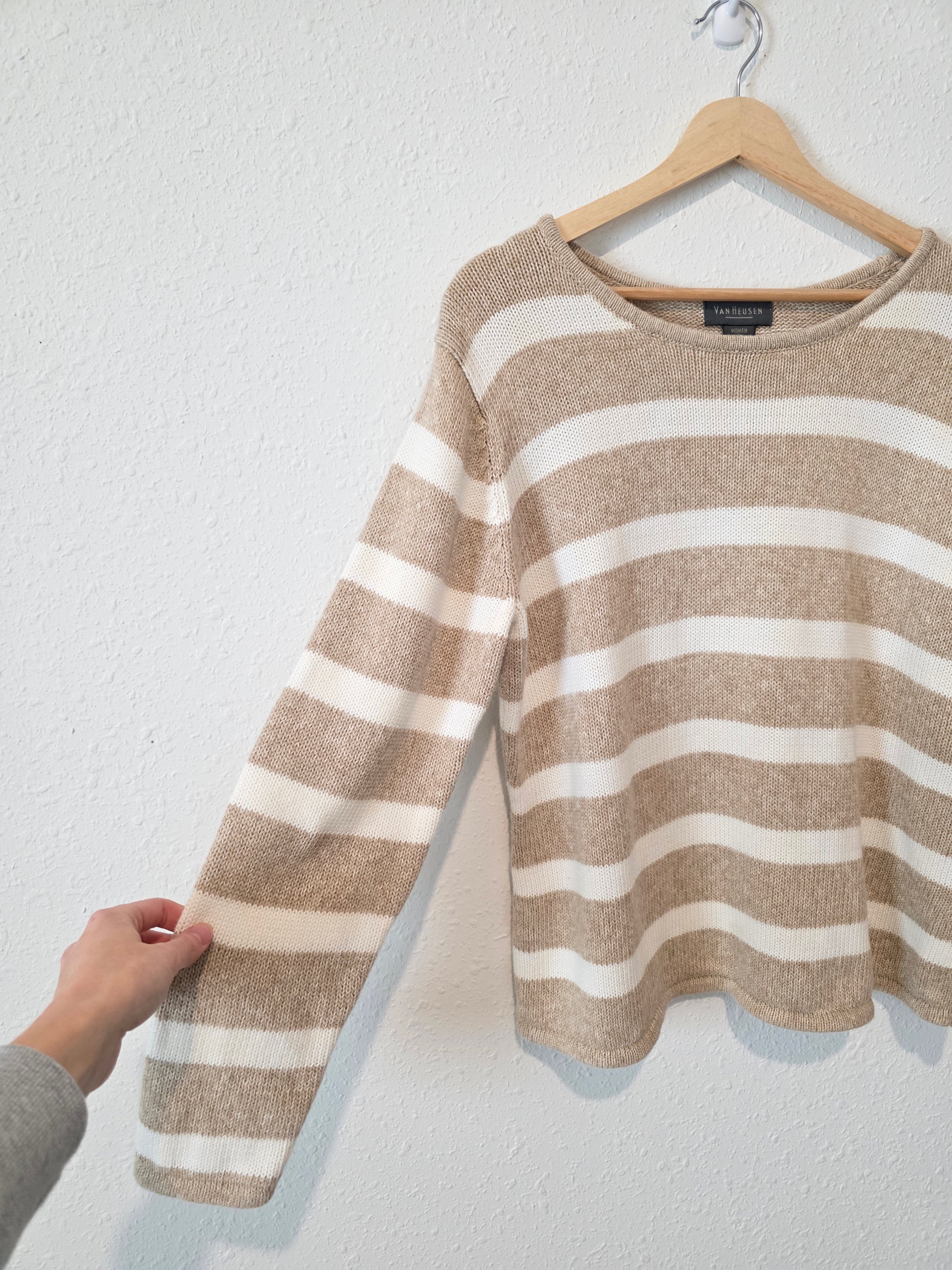 Vintage Cotton Ramie Striped Sweater (XL)