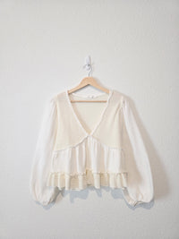 Altar'd State Gauze Puff Sleeve Top (S)