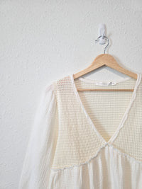 Altar'd State Gauze Puff Sleeve Top (S)