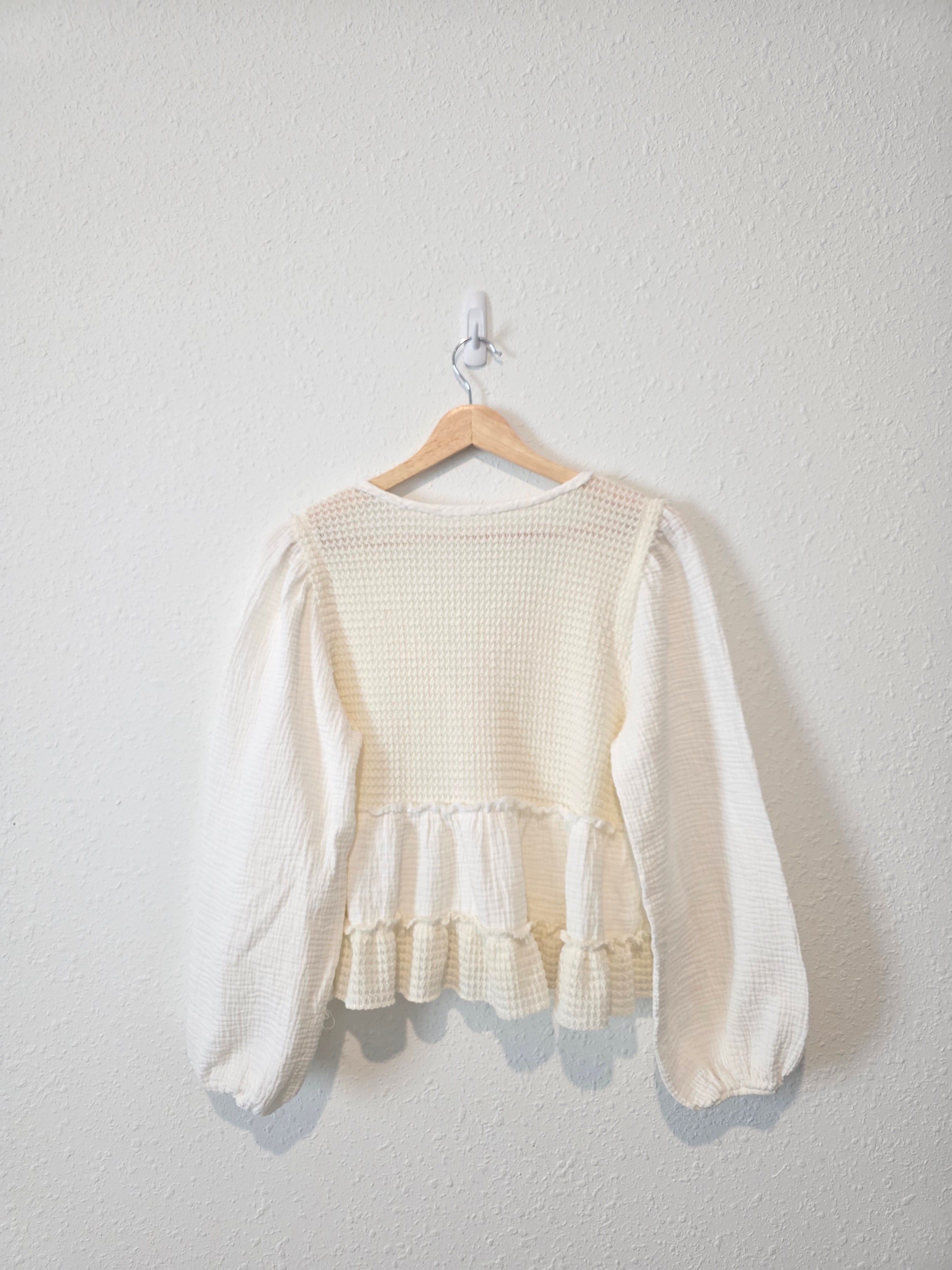 Altar'd State Gauze Puff Sleeve Top (S)