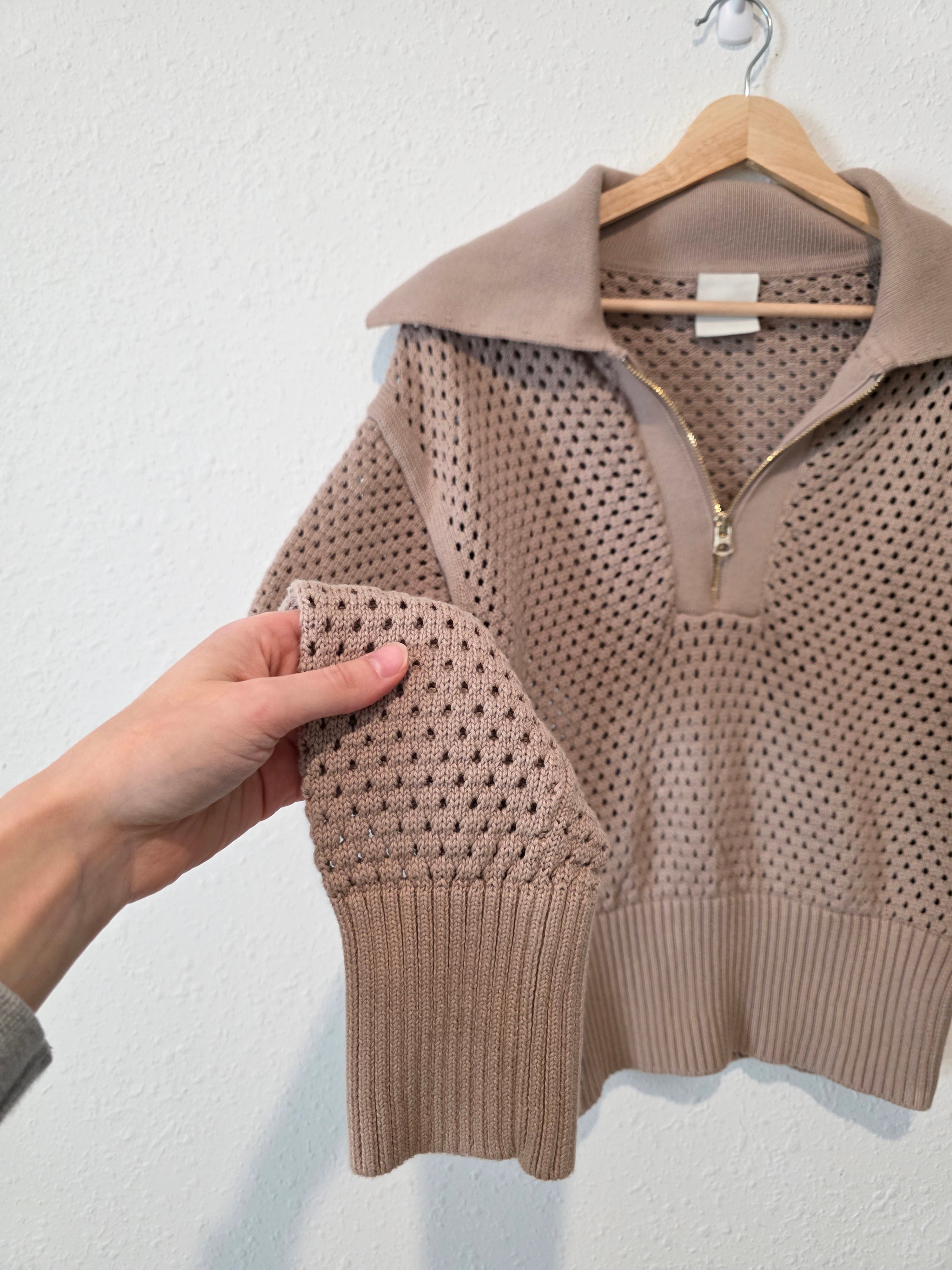 Varley Open Knit Quarter Zip (S)