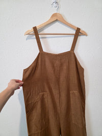 Linen Wide Leg Jumpsuit Overalls (S)
