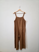 Linen Wide Leg Jumpsuit Overalls (S)