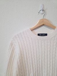 Vintage Cable Knit Crewneck Sweater (L)