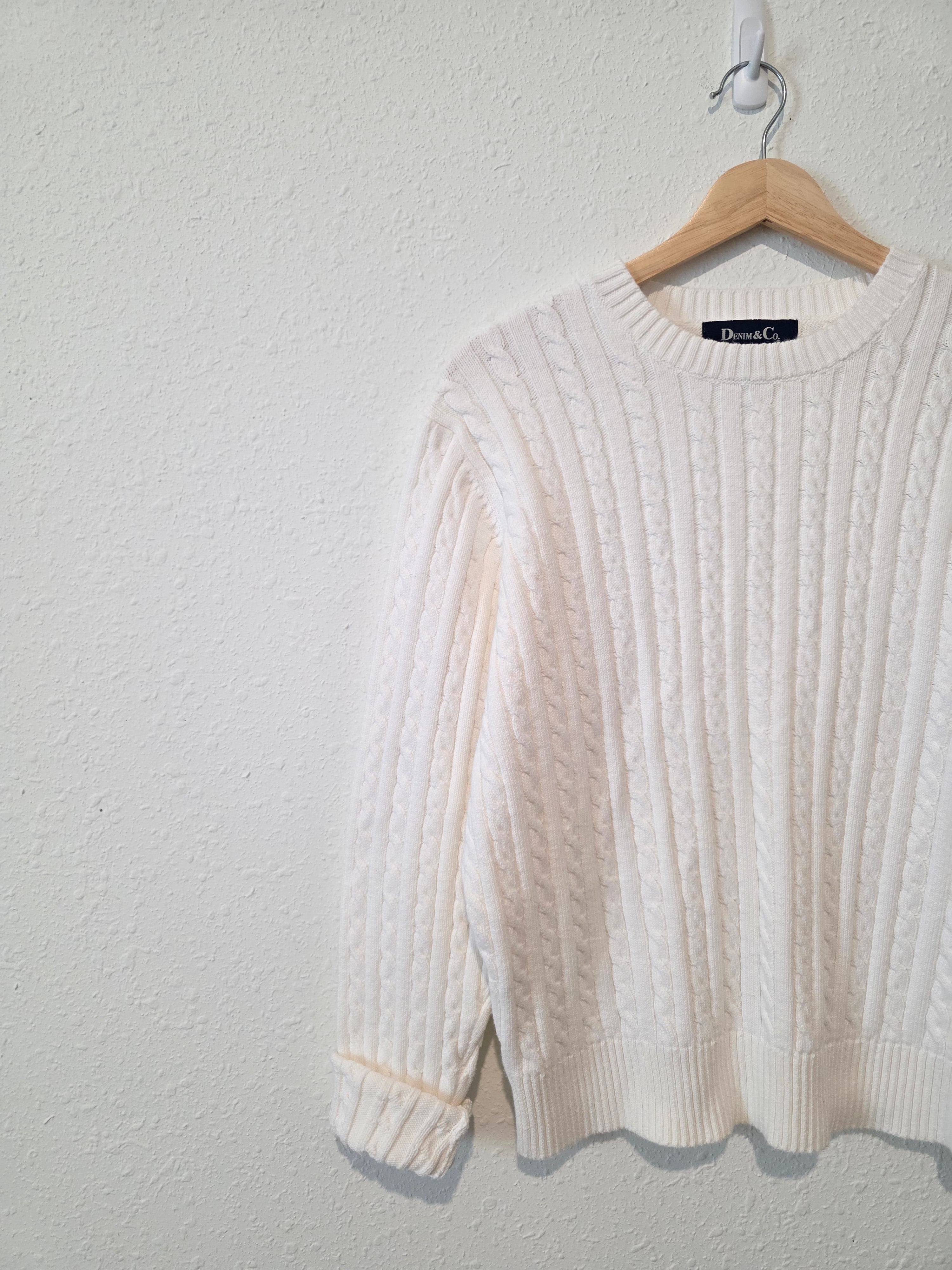 Vintage Cable Knit Crewneck Sweater (L)