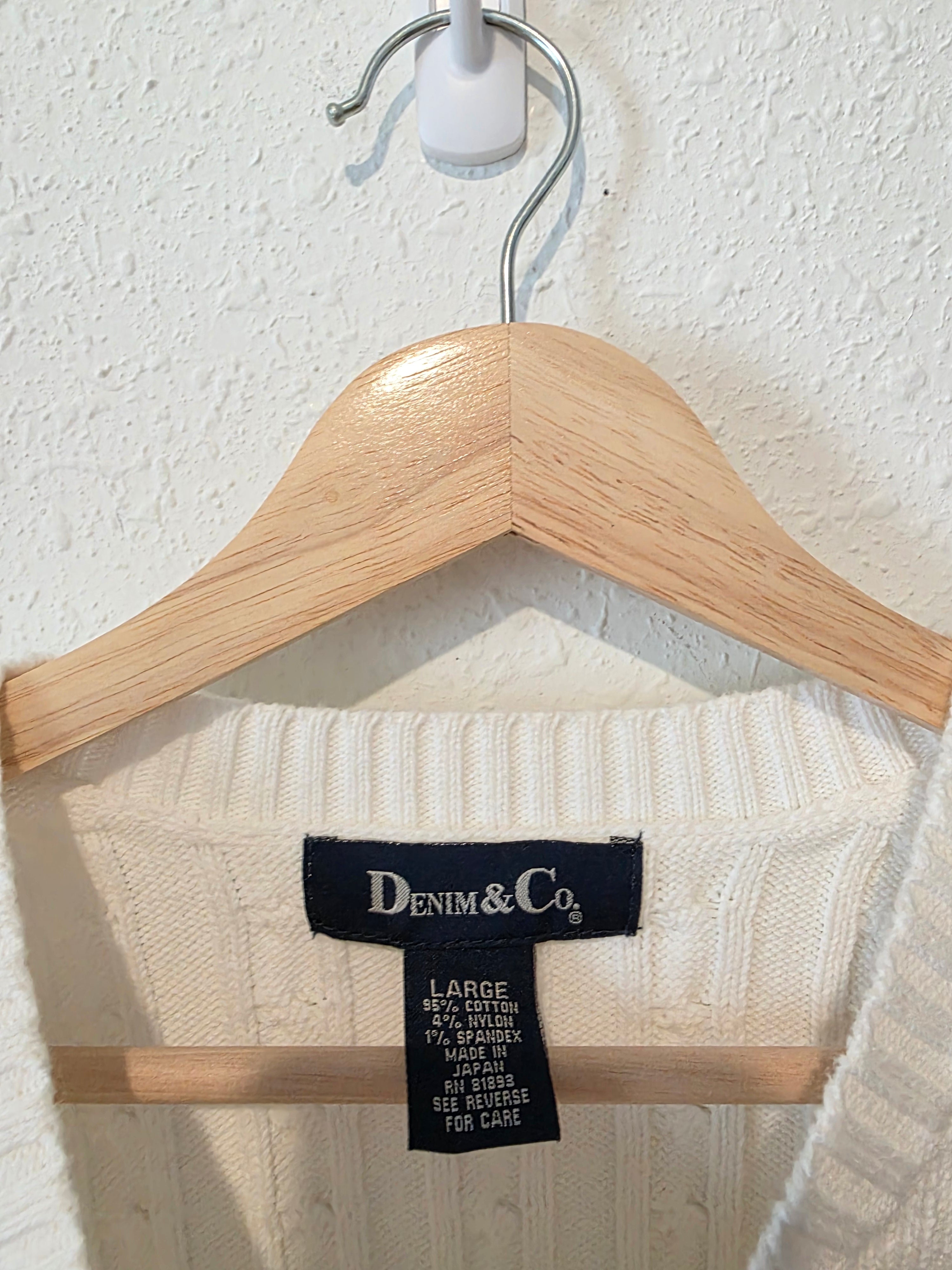 Vintage Cable Knit Crewneck Sweater (L)