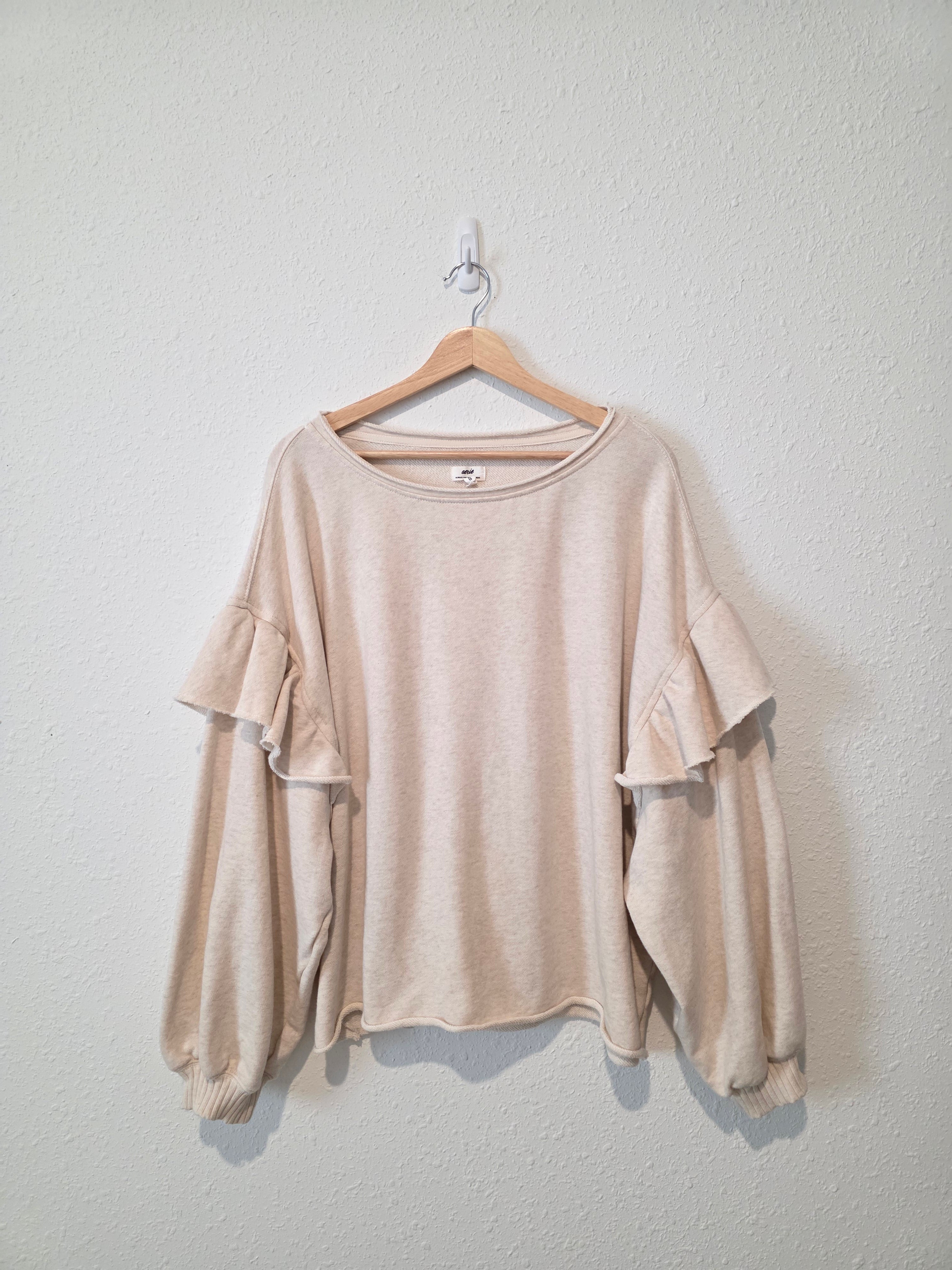 Aerie Oat Ruffle Sweatshirt (XL)