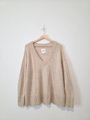 Aerie Neutral Cozy V Neck Sweater (XS)