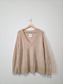 Aerie Neutral Cozy V Neck Sweater (XS)