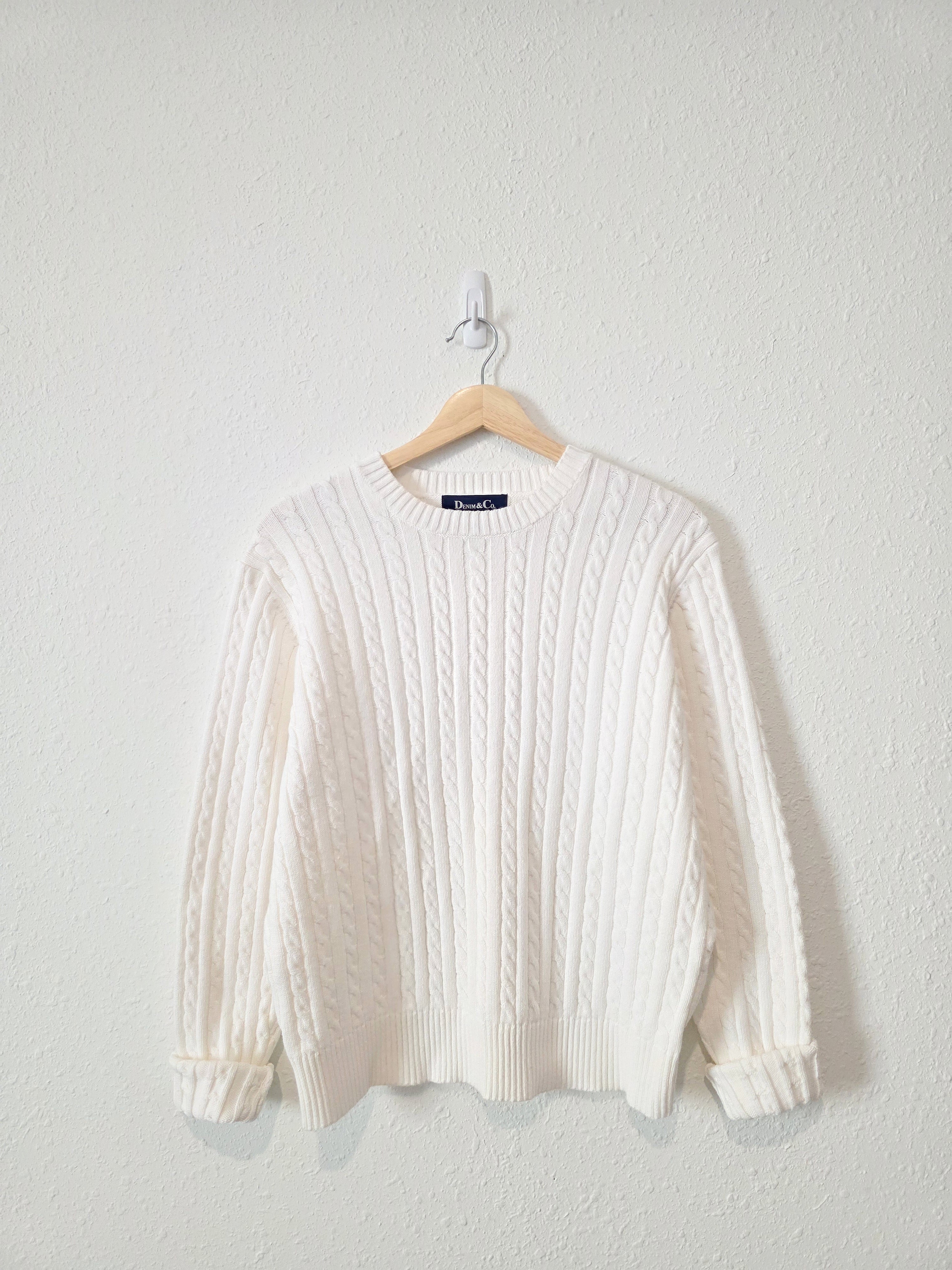 Vintage Cable Knit Crewneck Sweater (L)