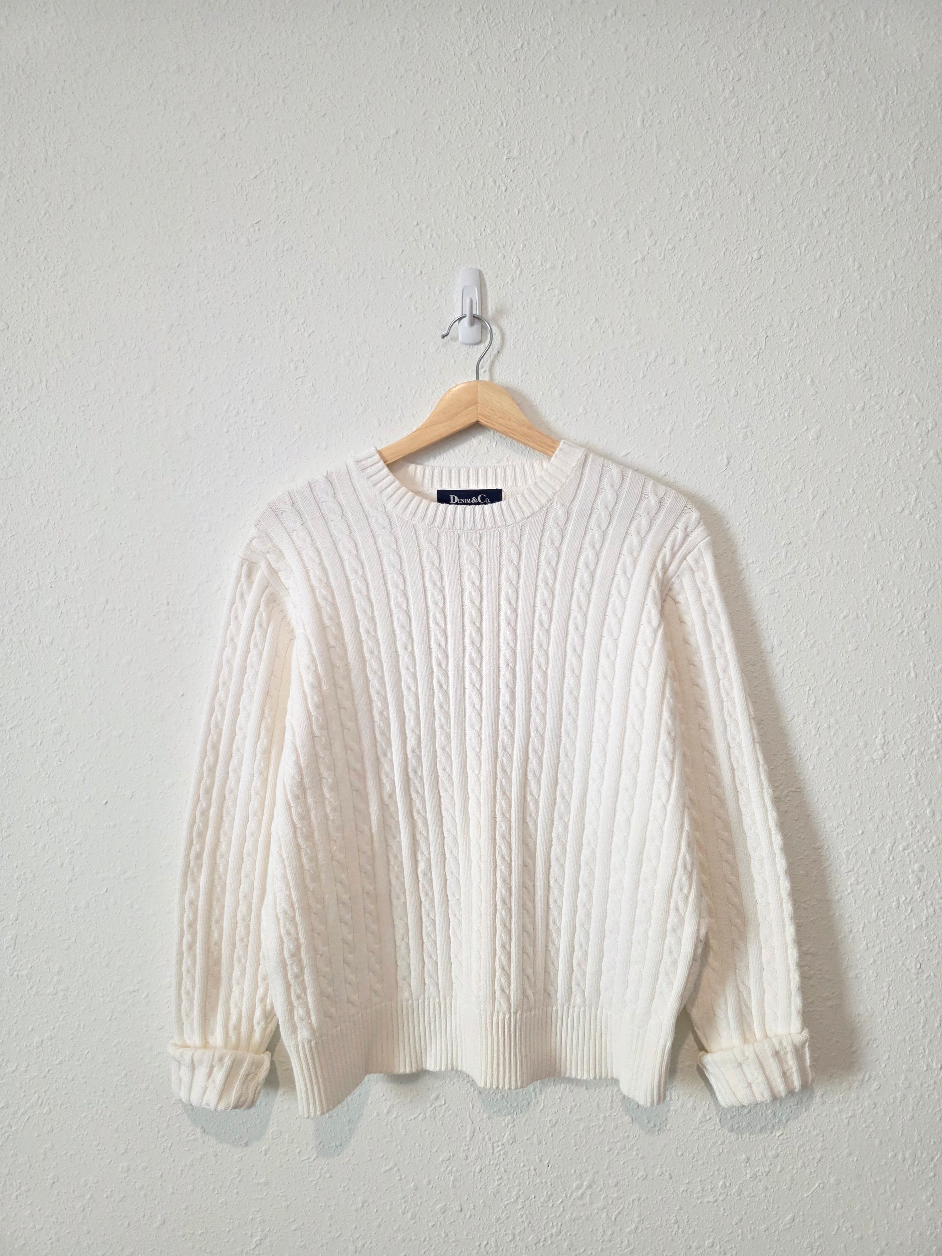 Vintage Cable Knit Crewneck Sweater (L)