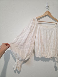 Free People Textured Puff Sleeve Top (S)