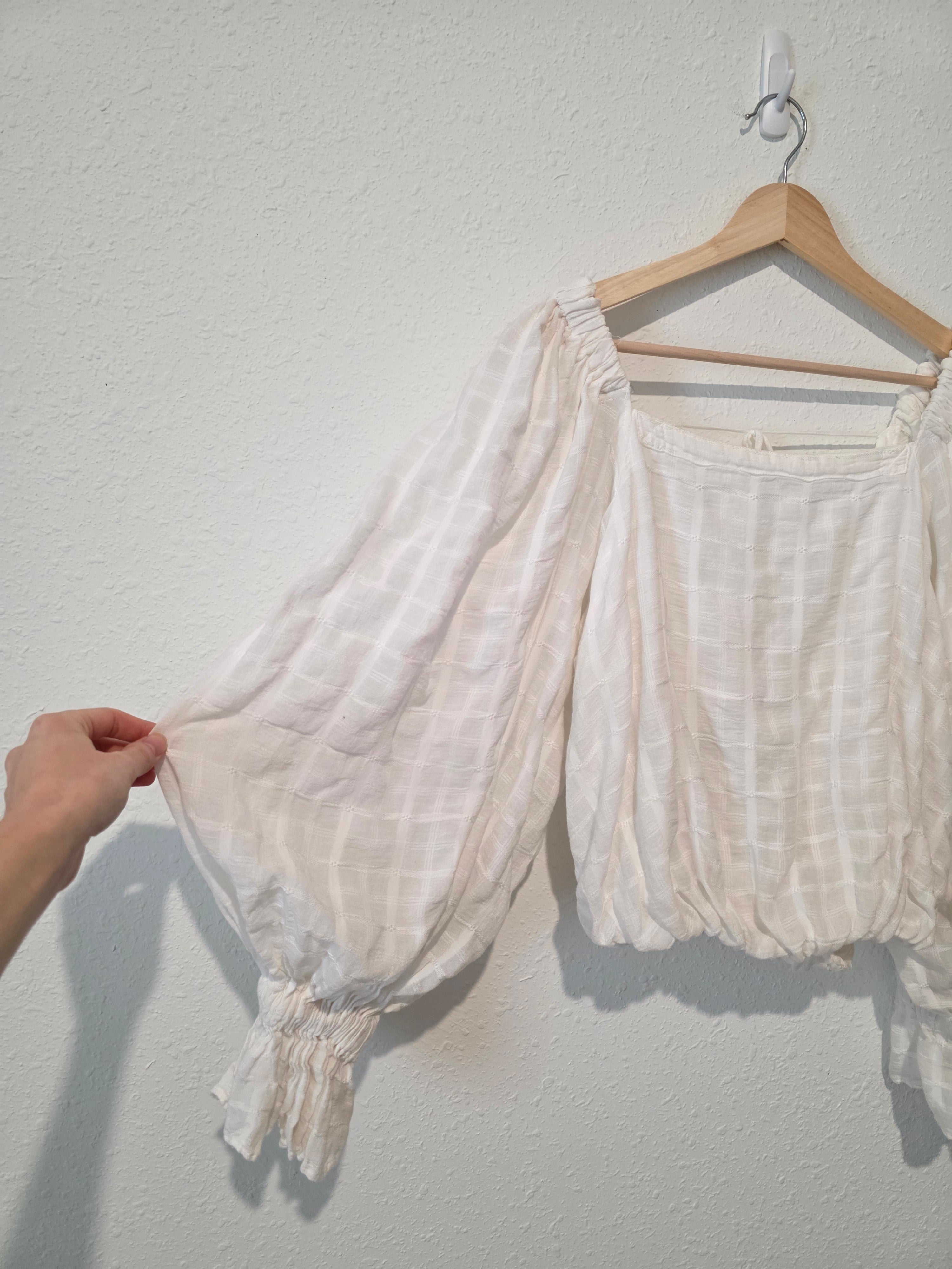 Free People Textured Puff Sleeve Top (S)
