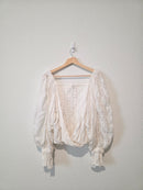 Free People Textured Puff Sleeve Top (S)