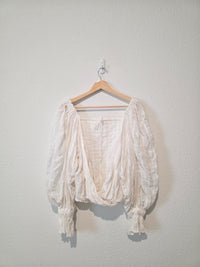 Free People Textured Puff Sleeve Top (S)