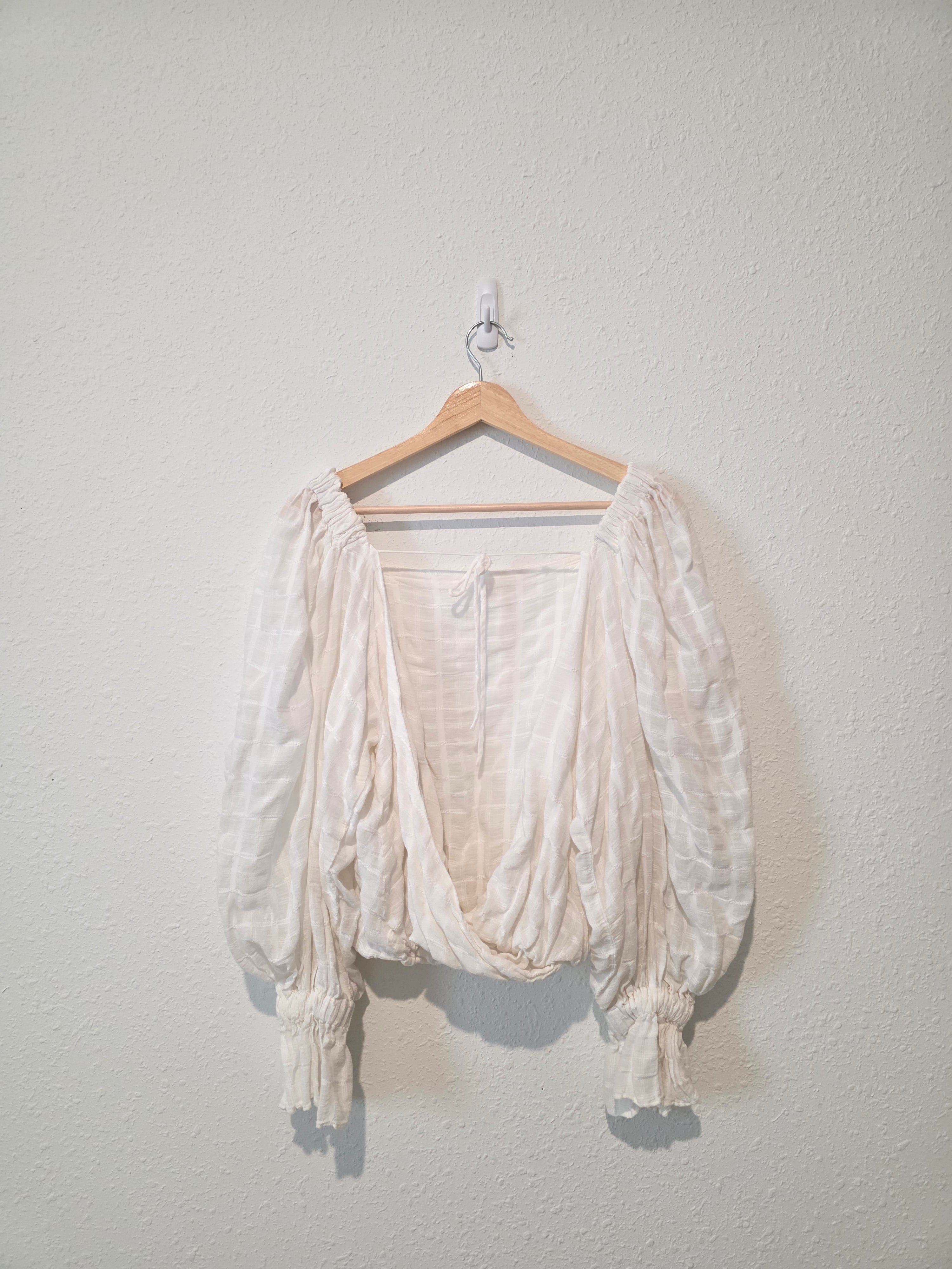 Free People Textured Puff Sleeve Top (S)