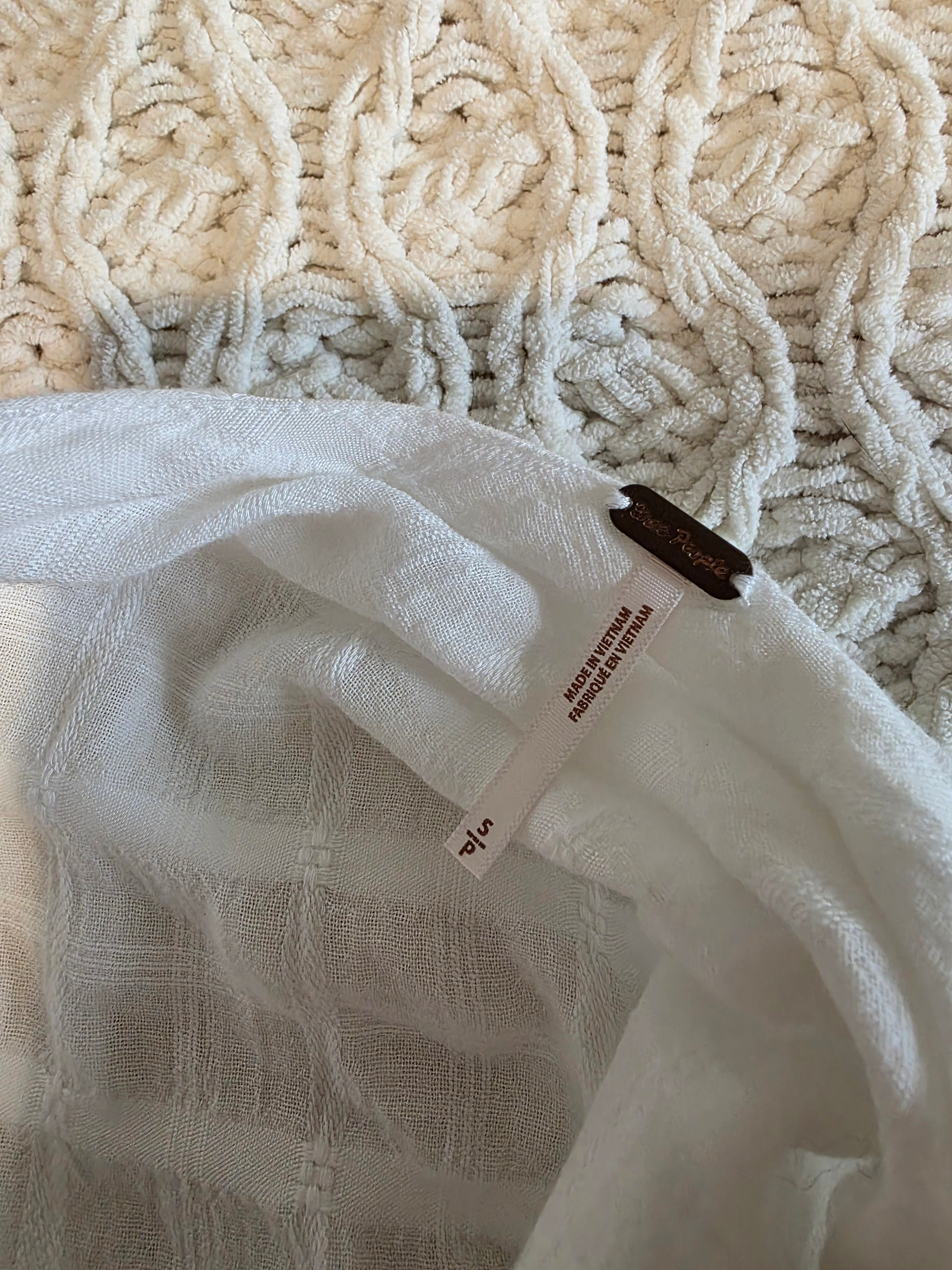 Free People Textured Puff Sleeve Top (S)