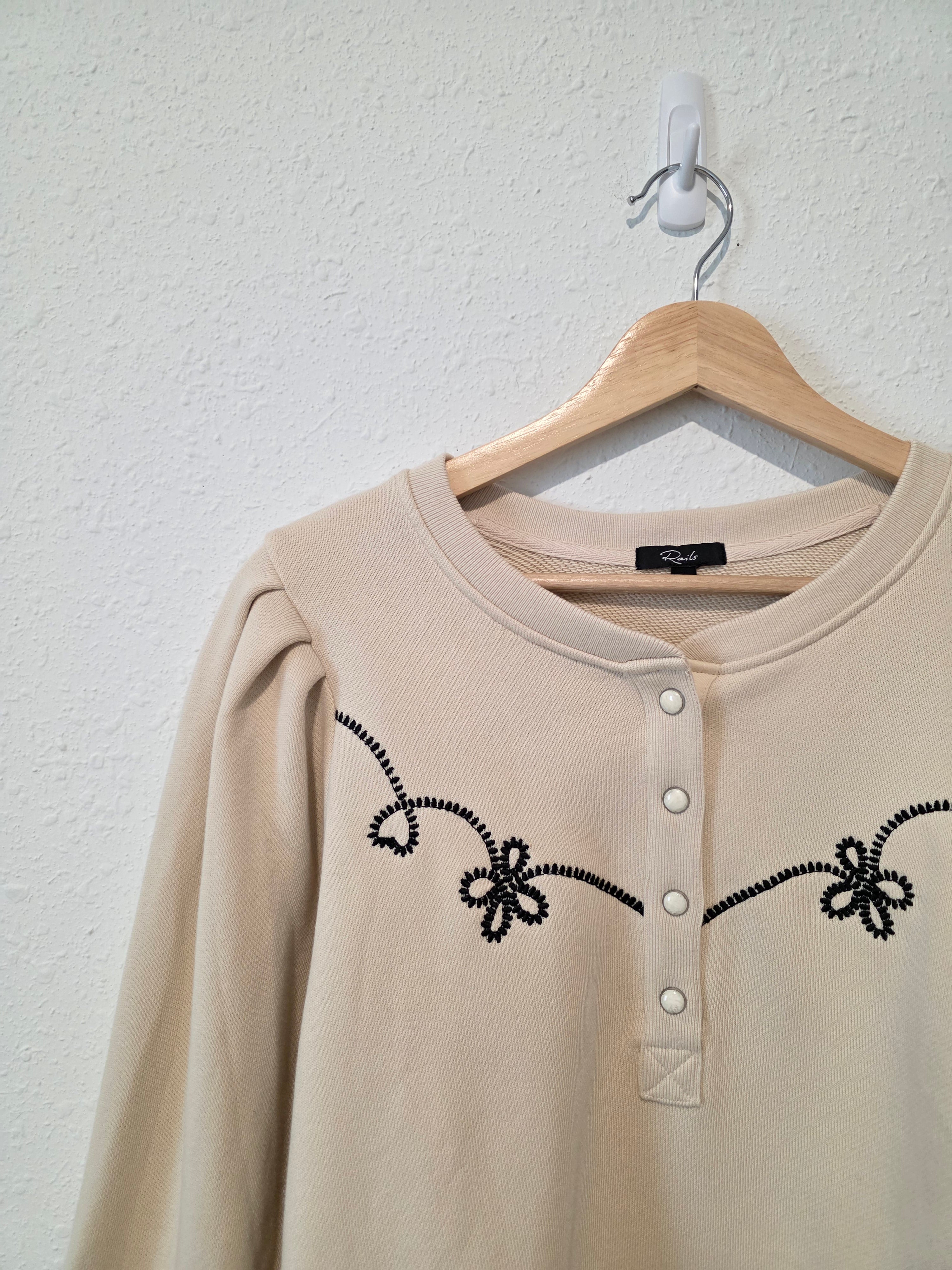 Rails Floral Puff Sleeve Sweatshirt (M)