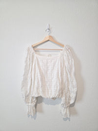 Free People Textured Puff Sleeve Top (S)
