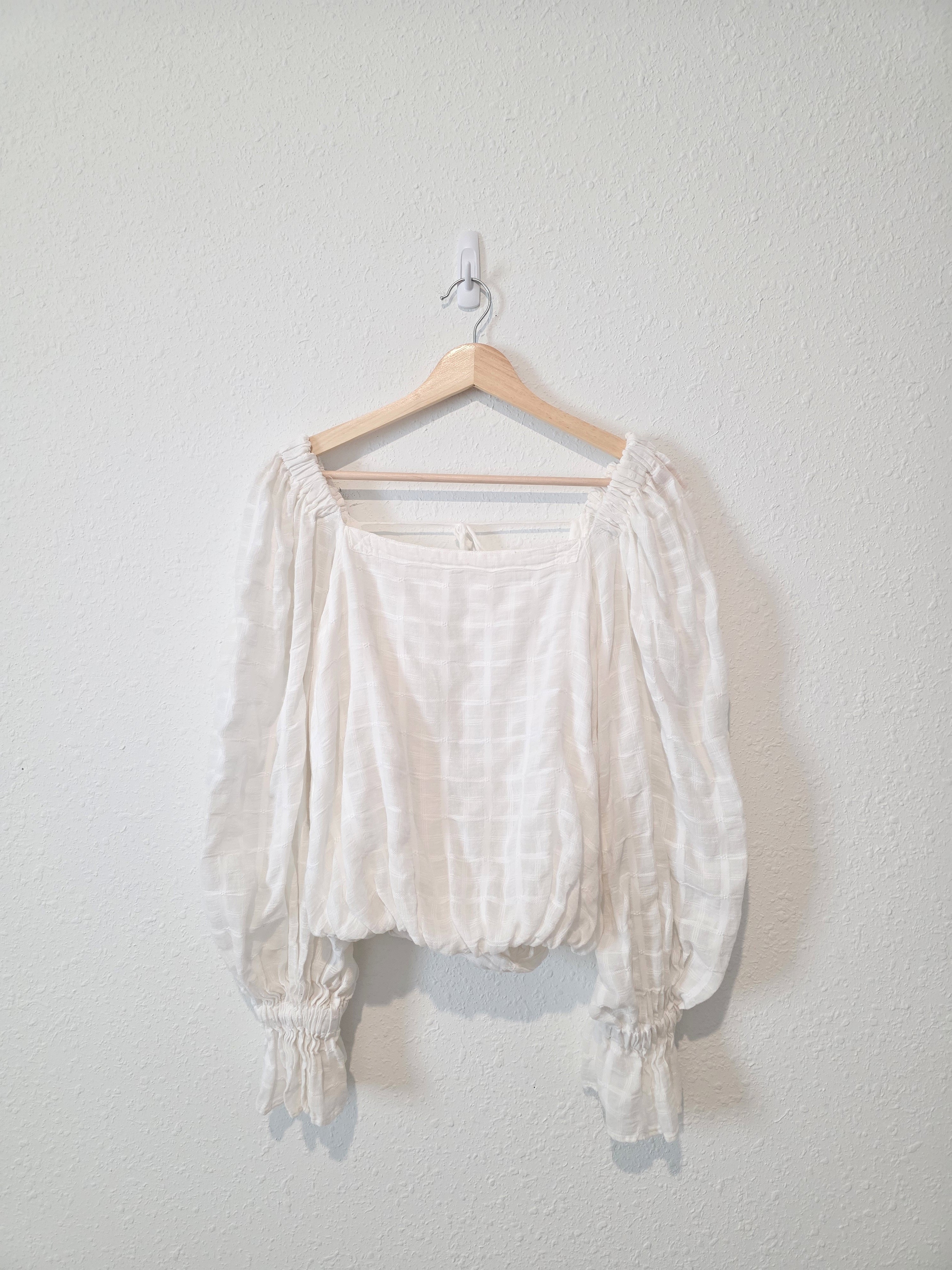 Free People Textured Puff Sleeve Top (S)