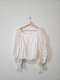 Free People Textured Puff Sleeve Top (S)