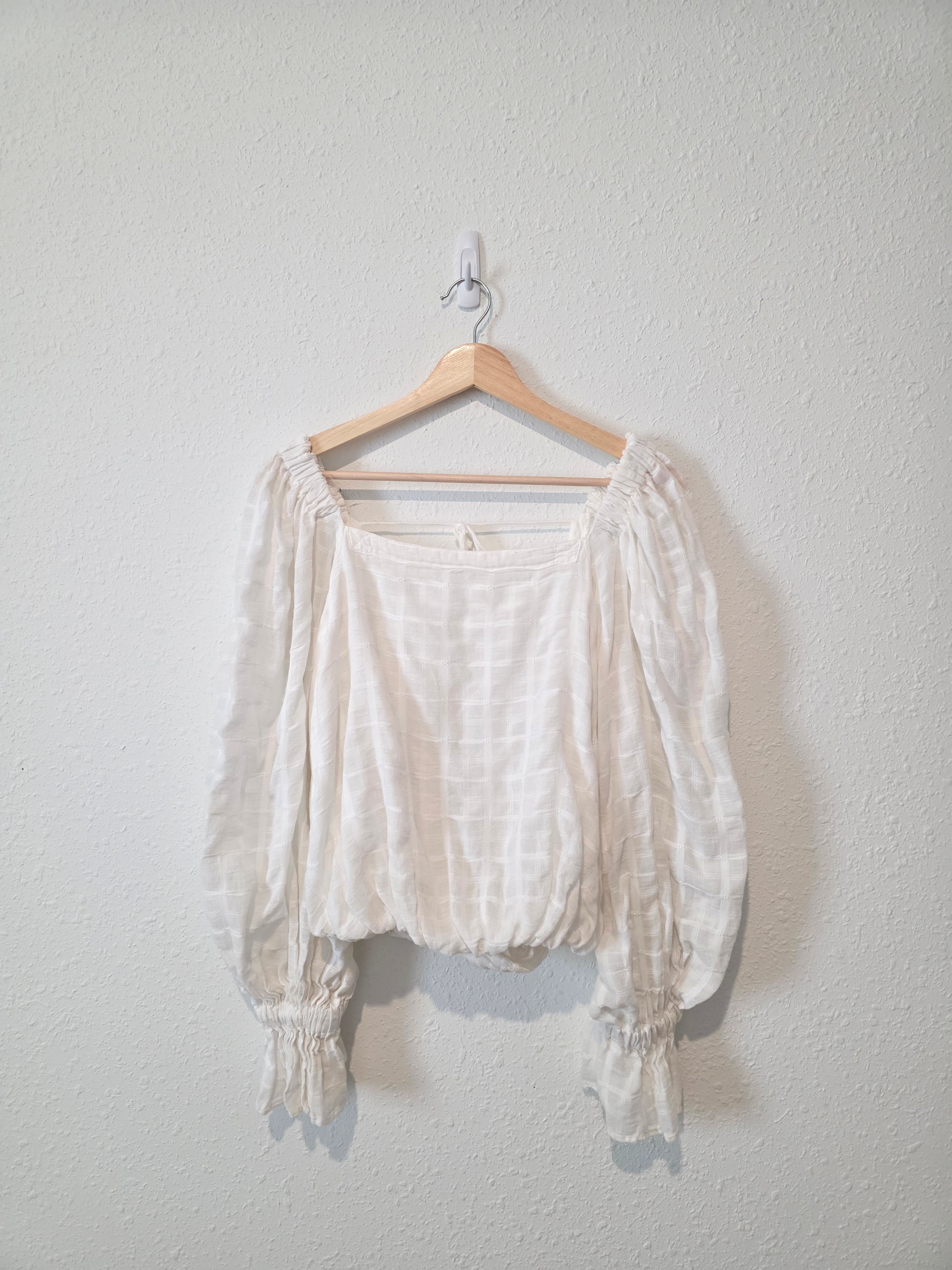 Free People Textured Puff Sleeve Top (S)