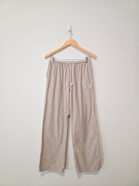 Cotton Linen Striped Easy Pants (S)