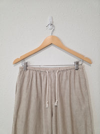 Cotton Linen Striped Easy Pants (S)