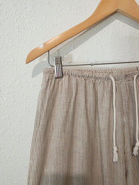 Cotton Linen Striped Easy Pants (S)