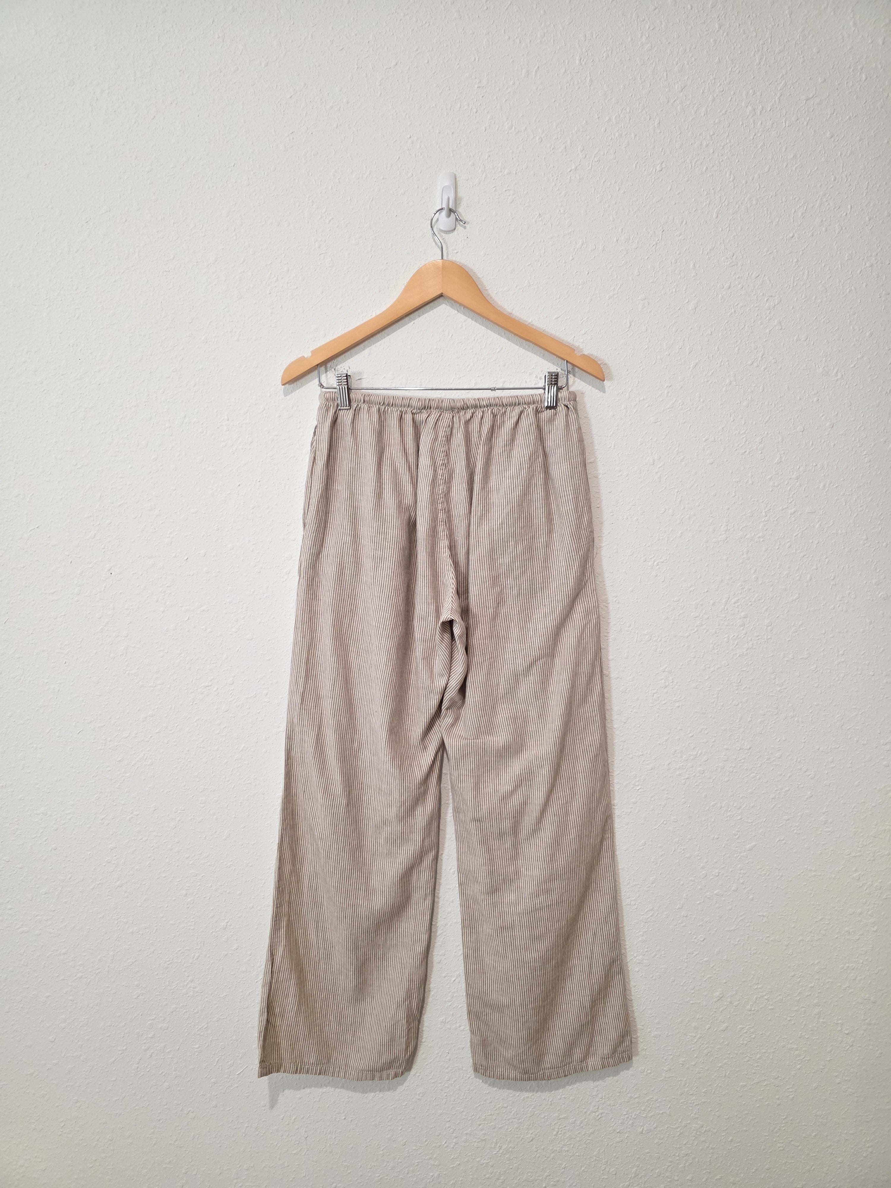 Cotton Linen Striped Easy Pants (S)