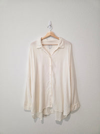 Linen Blend Oversized Button Up (S)