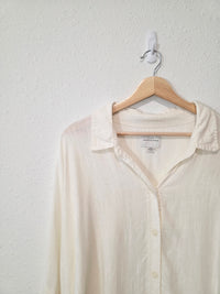 Linen Blend Oversized Button Up (S)