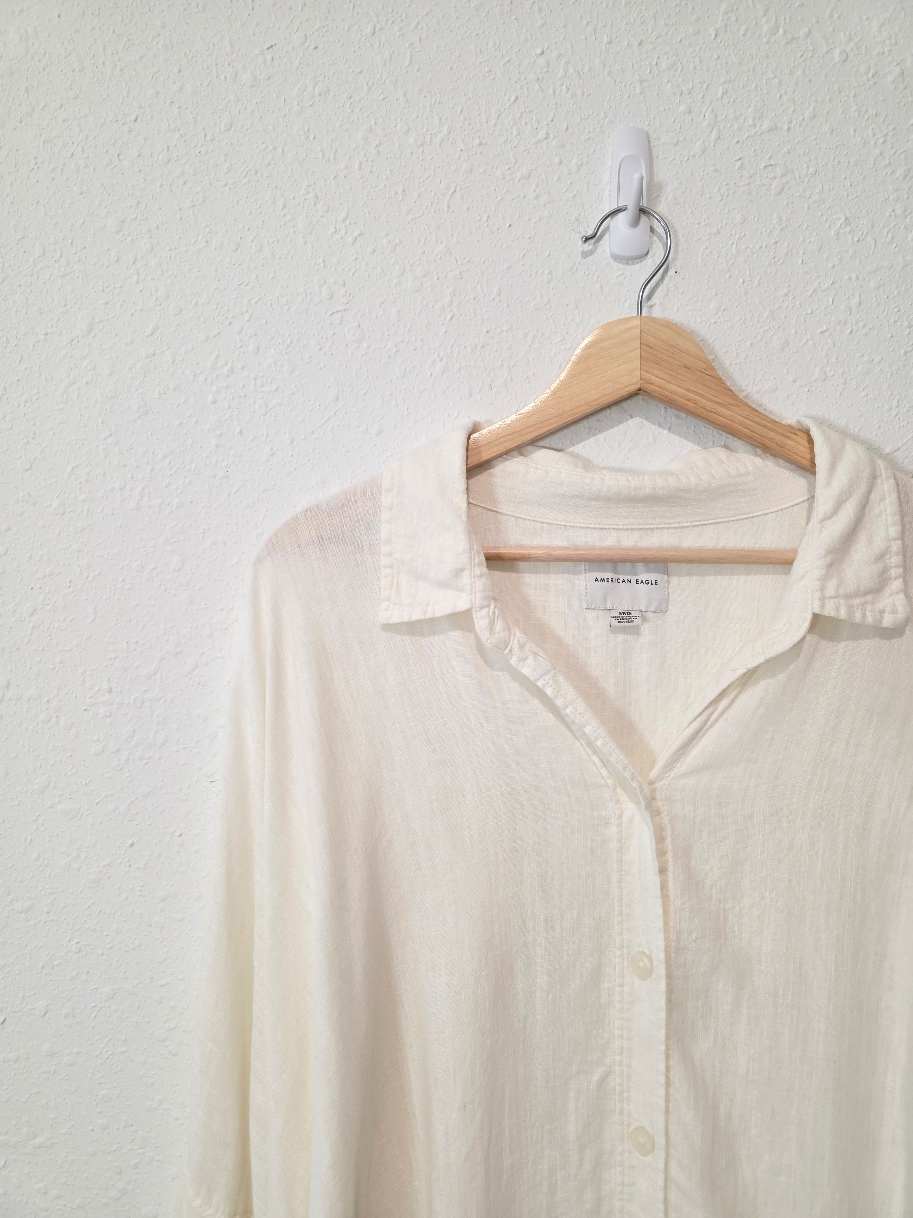 Linen Blend Oversized Button Up (S)