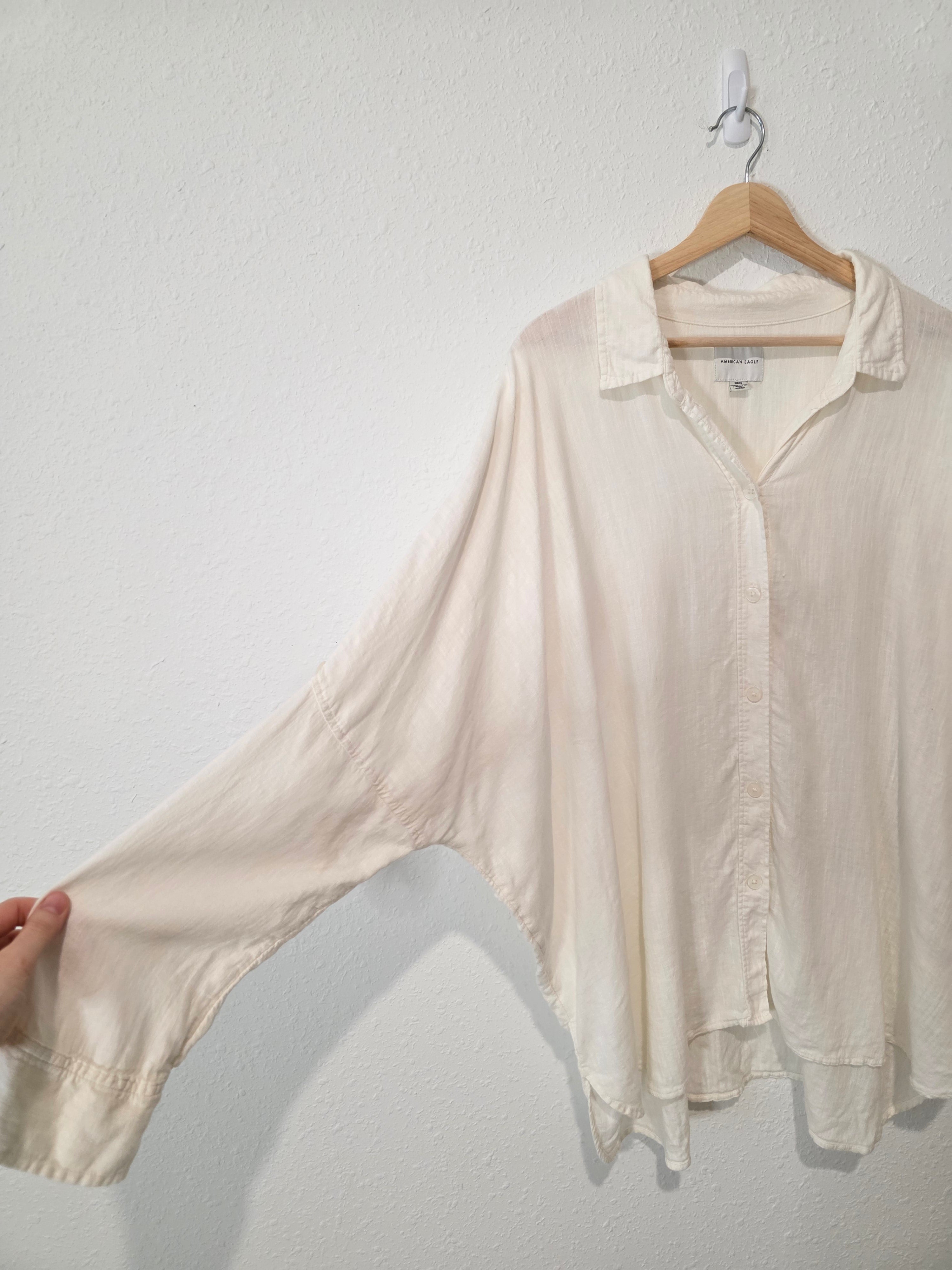Linen Blend Oversized Button Up (S)