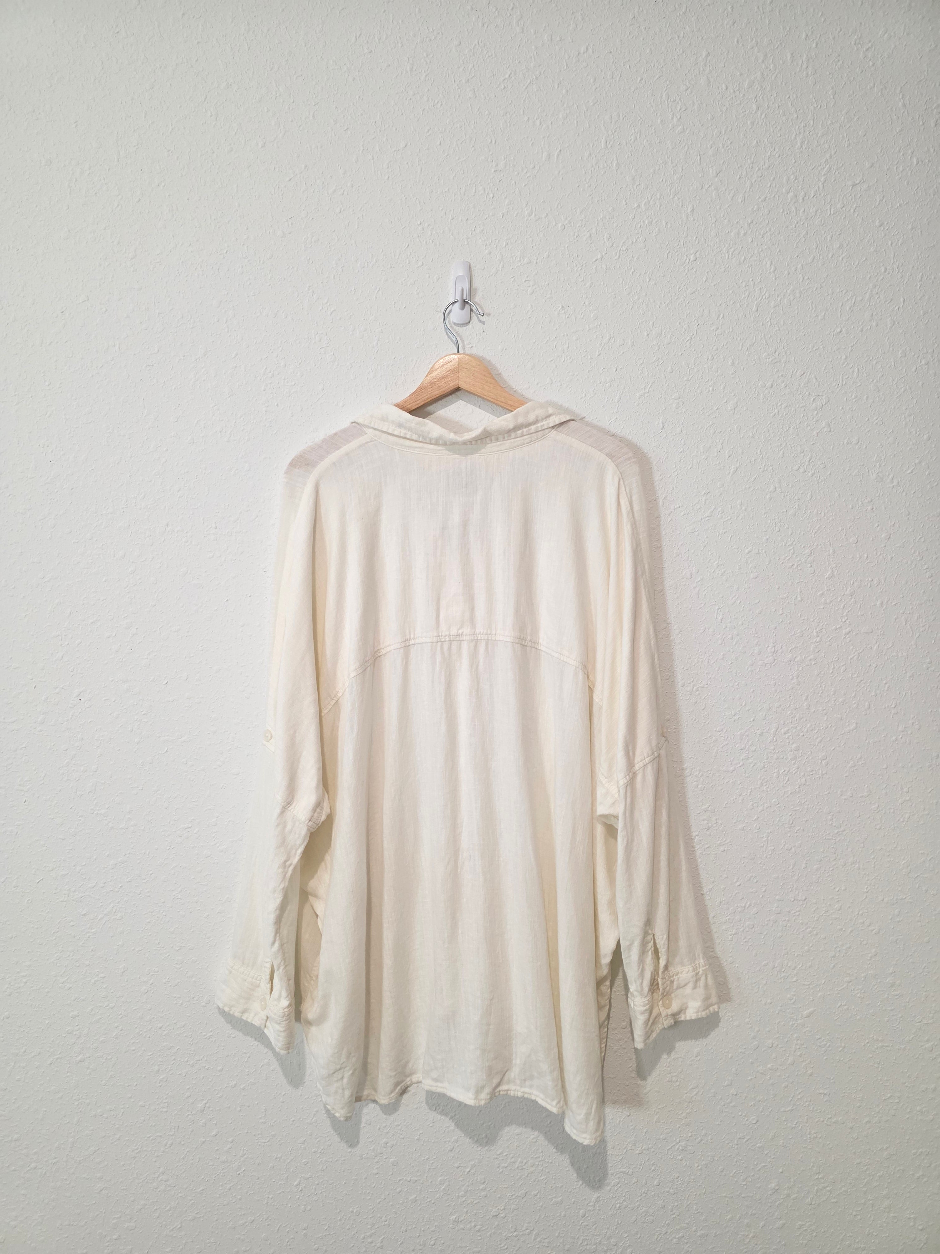 Linen Blend Oversized Button Up (S)