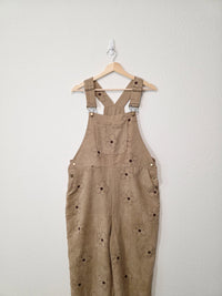 Neutral Floral Corduroy Overalls (L)