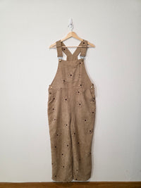 Neutral Floral Corduroy Overalls (L)
