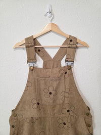 Neutral Floral Corduroy Overalls (L)