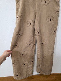 Neutral Floral Corduroy Overalls (L)