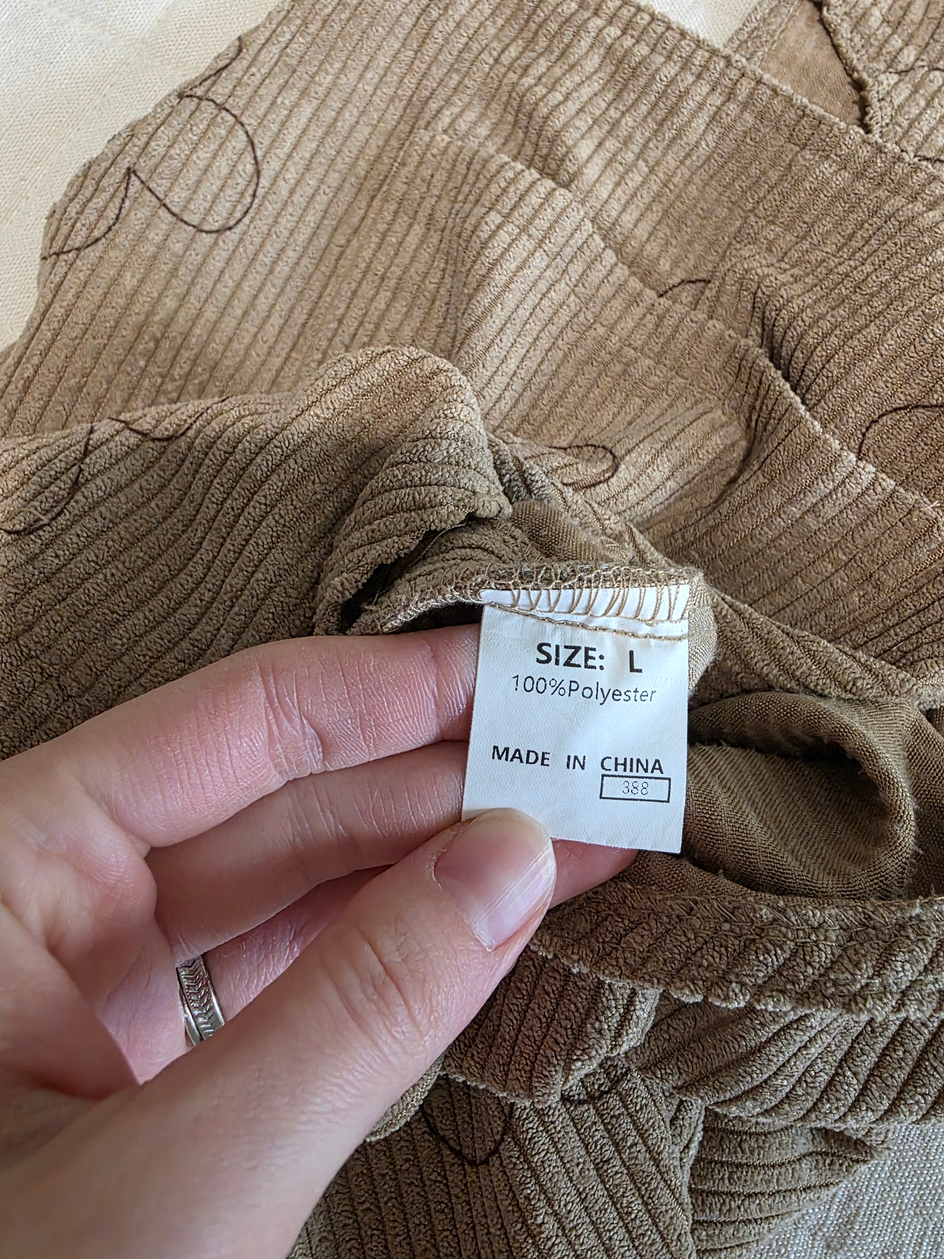 Neutral Floral Corduroy Overalls (L)