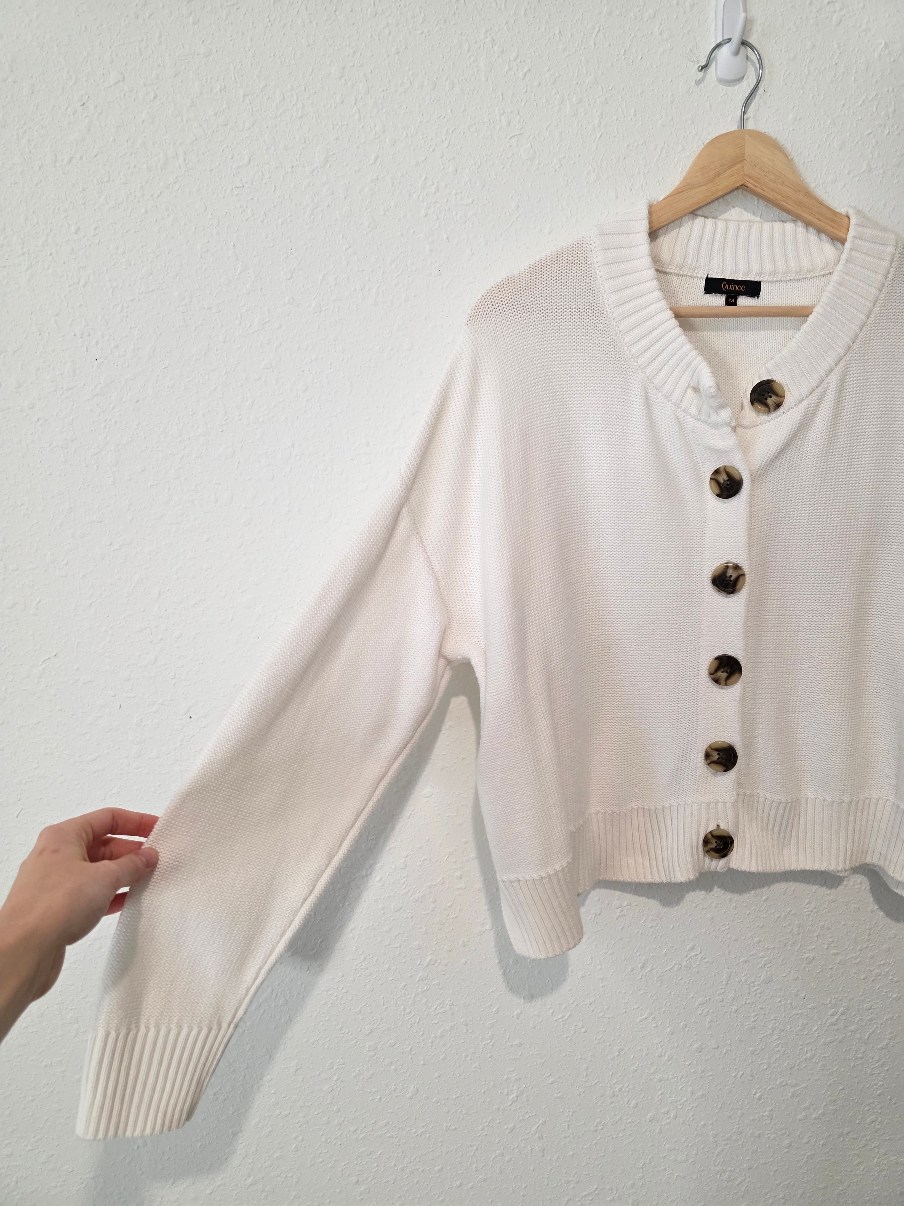 Quince Organic Cotton Boxy Cardigan (M)
