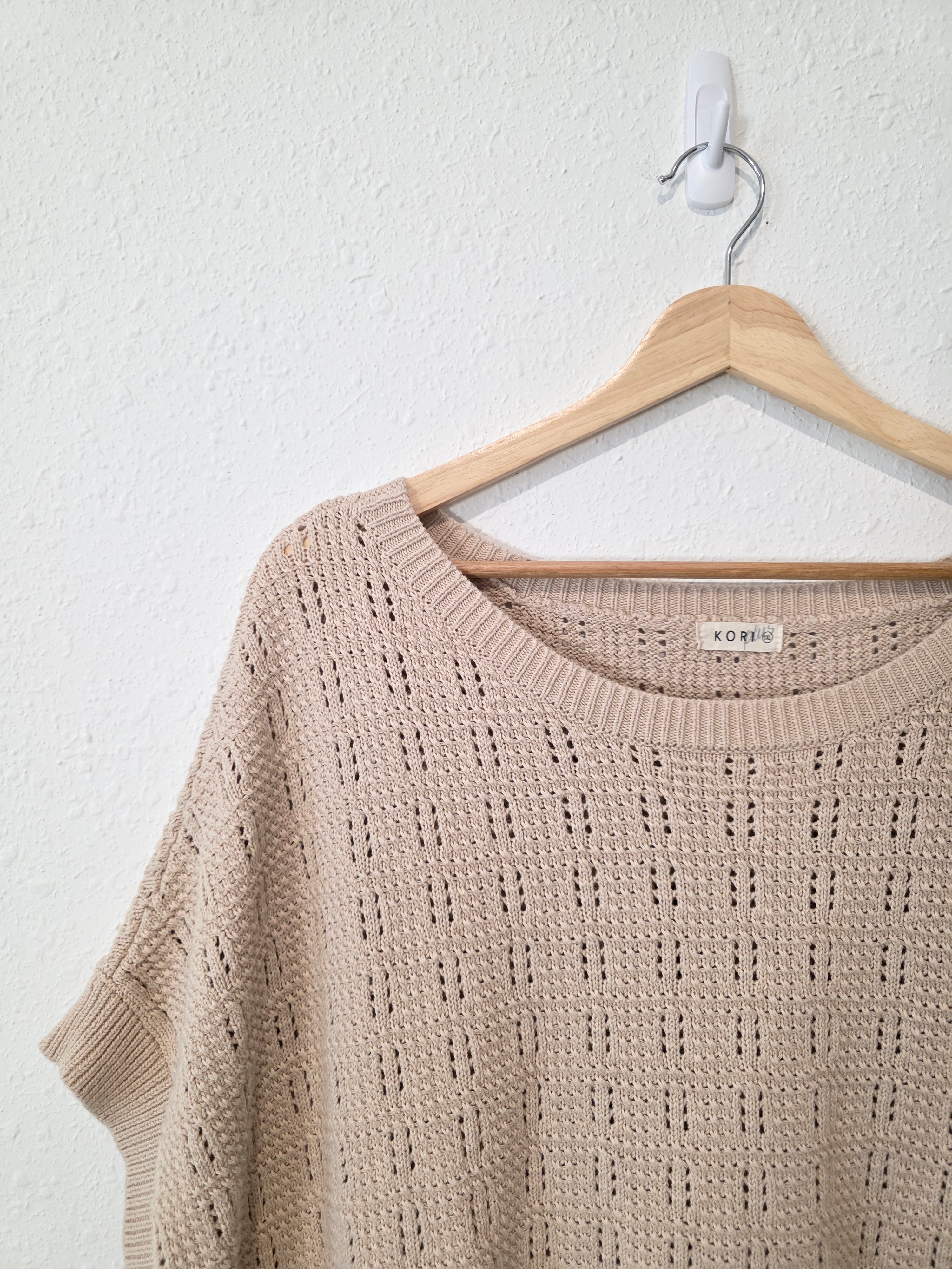 Neutral Textured Cotton Sweater (1X)