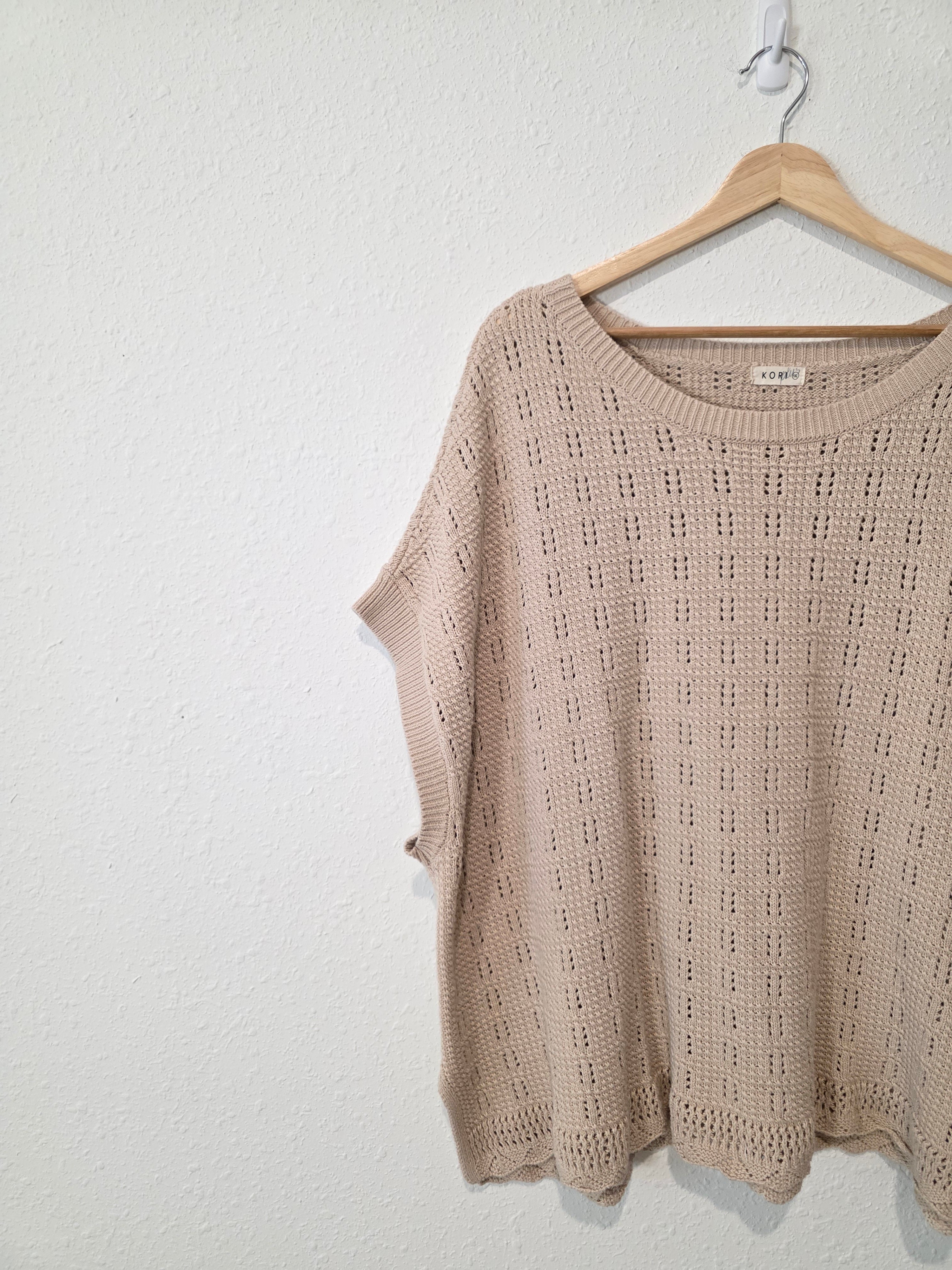 Neutral Textured Cotton Sweater (1X)