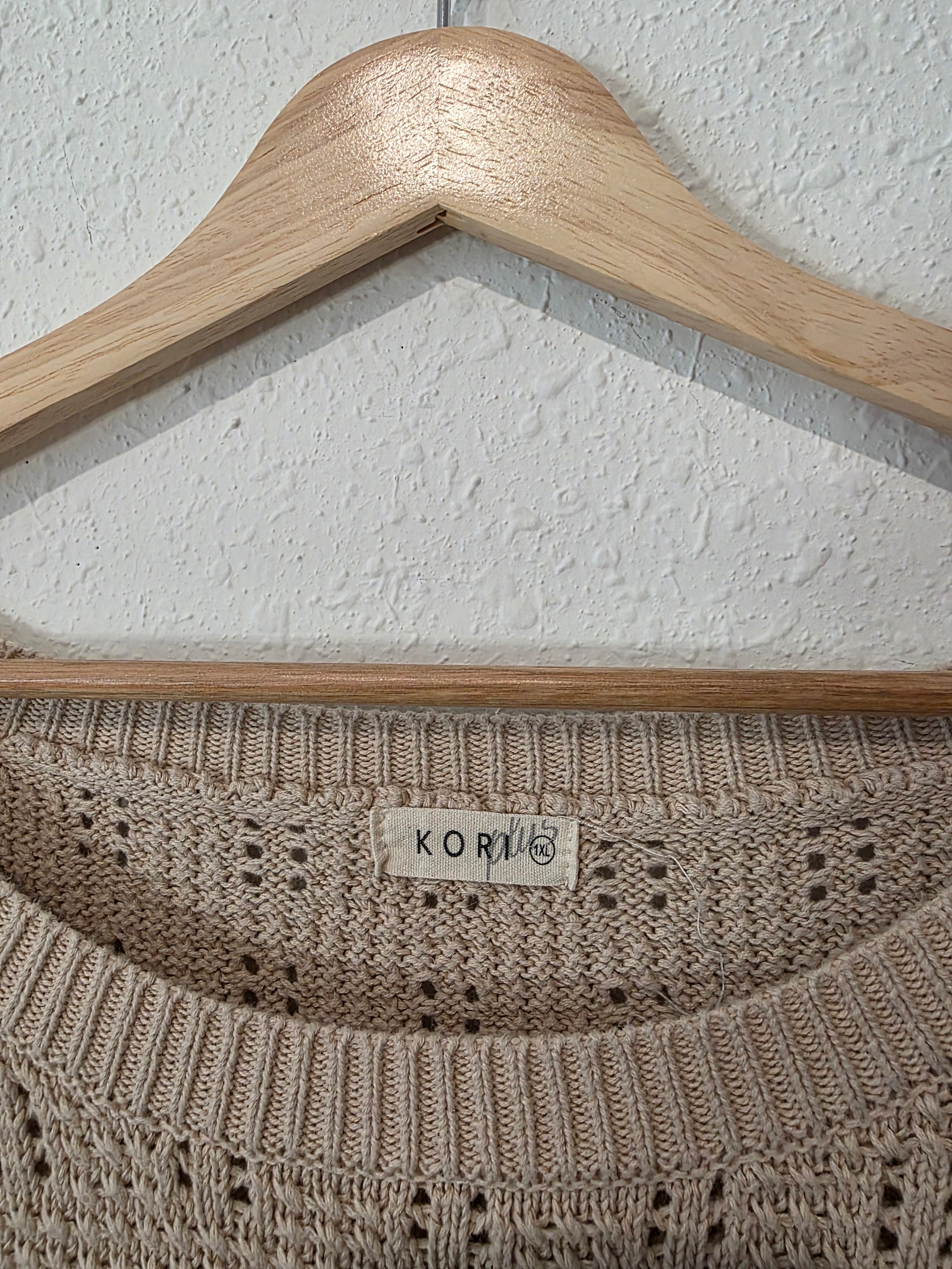 Neutral Textured Cotton Sweater (1X)