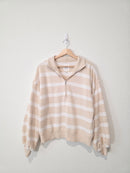 Aerie Striped Quarter Zip Sweatshirt (S)
