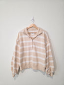 Aerie Striped Quarter Zip Sweatshirt (S)