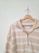 Aerie Striped Quarter Zip Sweatshirt (S)